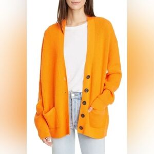 Re/Done 90s Oversized Cardigan Button Front Tangerine Orange Sz Small